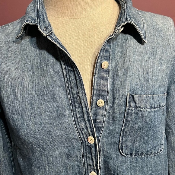 J. Crew Denim Tunic Shirt Dress Long Sleeved Collared 💙 - Picture 4 of 7